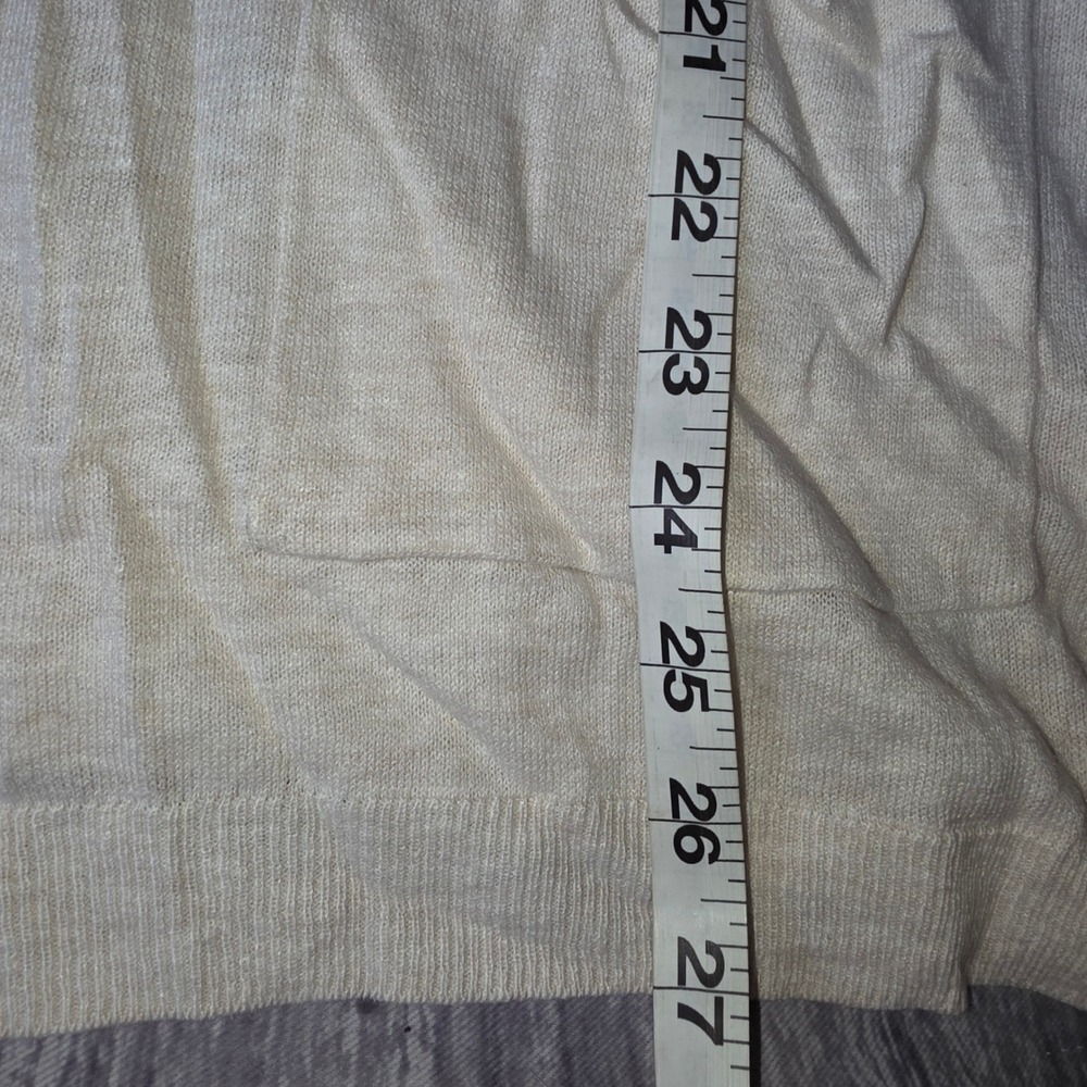 Rachel Parcell Beige Oatmeal Knit Cardigan Sweater Ruffled Sleeve Pockets L - Picture 9 of 10